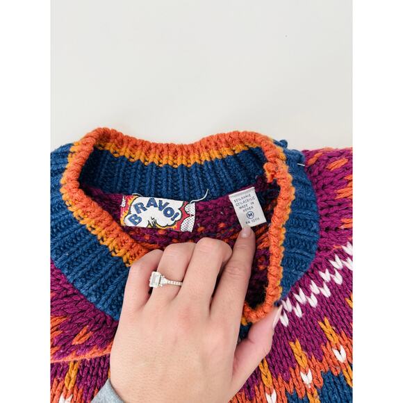 Vintage bravo nordic fair isle knit sweater - size medium - Picture 7 of 7
